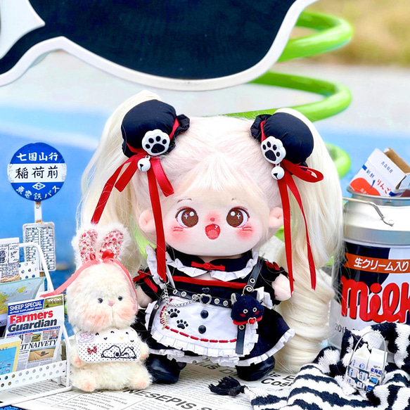 20cm着せ替えぬいぐるみ服 黒猫メイドセット 猫ぬい飾り 着せ 20cm着せ替えぬいぐるみ服 黒猫メイドセット 猫ぬい飾り 着せ
