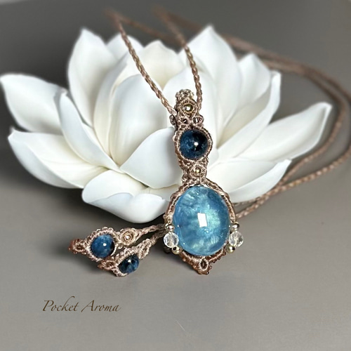 アクアマリン　マクラメ　ネックレス アクアマリンマクラメネックレスam17 – 天然石屋 優月堂