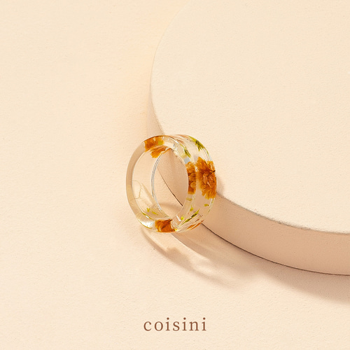 レンジドライフラワー指輪 樹脂リング クリア アクセサリー デザイン