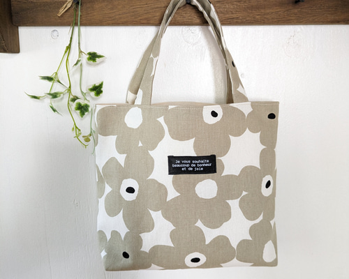 小さなトートバック お弁当バッグ ミニトートバック 北欧✕花柄