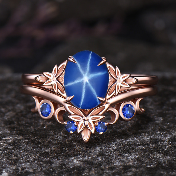 リーフリング ブルースターサファイアリング 9月の誕生石 ブルー