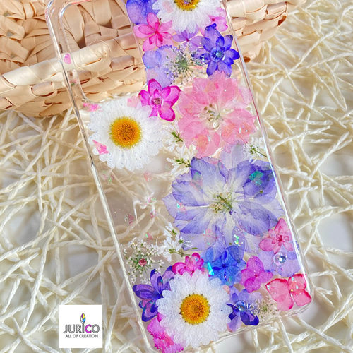 押し花スマホケース ホログラム追加見本 スマホケース・カバー jurico  