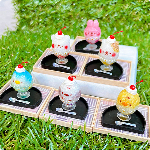 受注製作】選べる！ミニチュア動物かき氷 飾り台付き その他置物