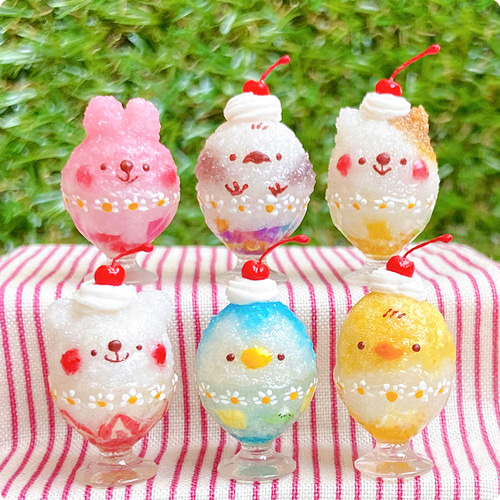 受注製作】選べる！ミニチュア動物かき氷 飾り台付き その他置物 