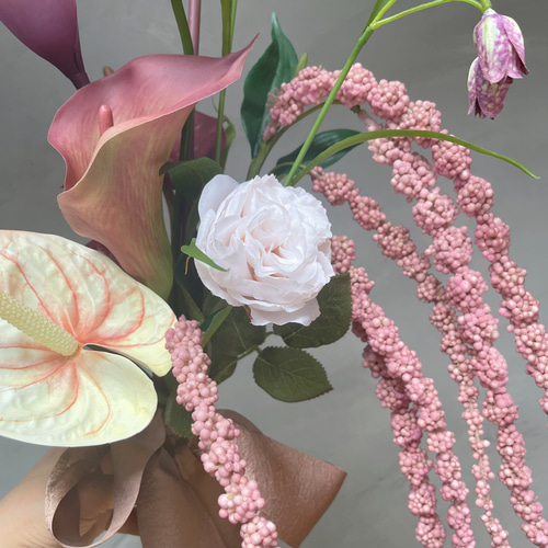 カラーとアマランサスのbouquet*アーティフィシャルフラワー カラーとアマランサスのbouquet*アーティフィシャルフラワー
