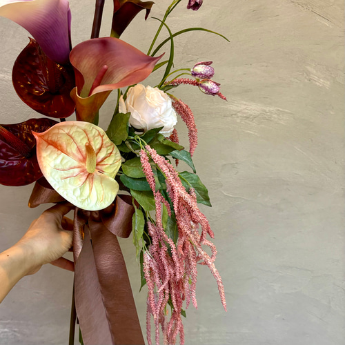 カラーとアマランサスのbouquet*アーティフィシャルフラワー カラーとアマランサスのbouquet*アーティフィシャルフラワー