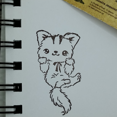 消しゴムはんこ♪ 207 ぶら下がり ねこ リアル ふわふわ 猫 スタンプ