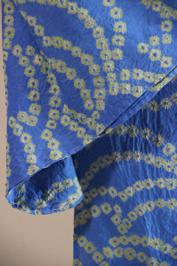 ◇現代 有松鳴海絞　浴衣◇【水色と新緑】珍しい涼し気なパターン柄が年齢を問わずおすすめ　裄71ｃｍトールサイズ木綿浴衣　 14枚目の画像