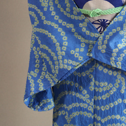 ◇現代 有松鳴海絞　浴衣◇【水色と新緑】珍しい涼し気なパターン柄が年齢を問わずおすすめ　裄71ｃｍトールサイズ木綿浴衣　 5枚目の画像