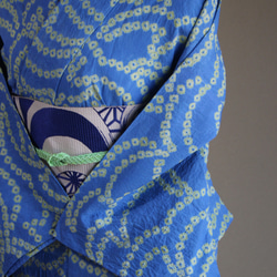 ◇現代 有松鳴海絞　浴衣◇【水色と新緑】珍しい涼し気なパターン柄が年齢を問わずおすすめ　裄71ｃｍトールサイズ木綿浴衣　 9枚目の画像