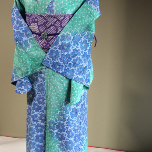 ◇現代 有松鳴海絞 浴衣◇【若草色水色】どこから見ても美人色