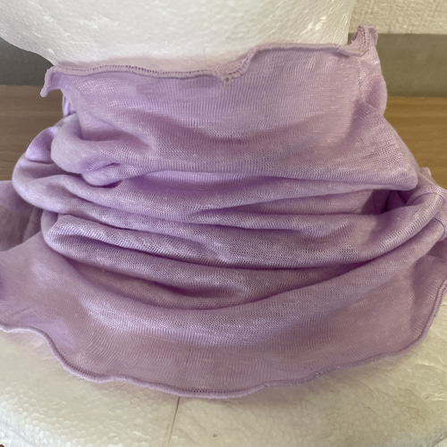 ゆったりリネン麻100%ラベンダーパープル&スラブ生地シングル手作り  