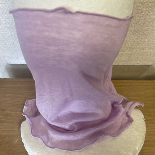 ゆったりリネン麻100%ラベンダーパープル&スラブ生地シングル手作り  