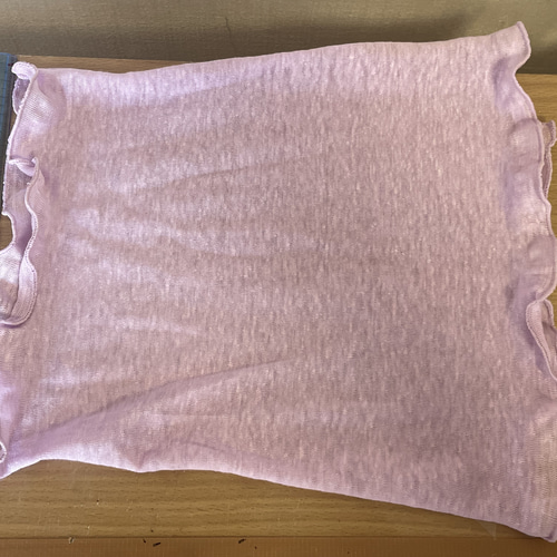 ゆったりリネン麻100%ラベンダーパープル&スラブ生地シングル手作り  