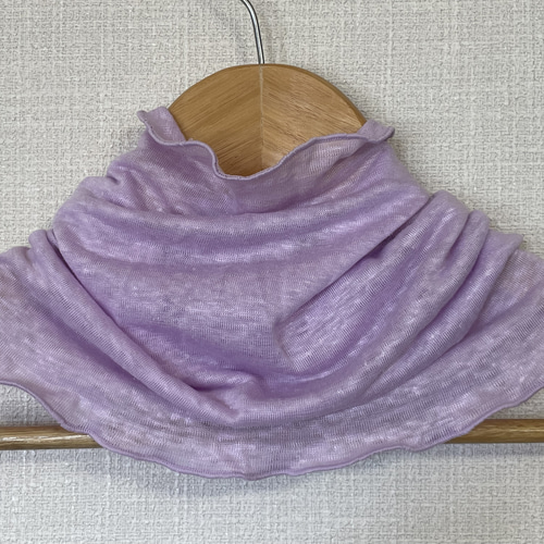 ゆったりリネン麻100%ラベンダーパープル&スラブ生地シングル手作り  