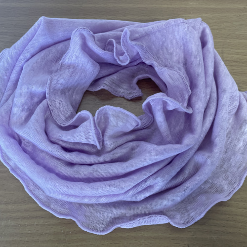 ゆったりリネン麻100%ラベンダーパープル&スラブ生地シングル手作り  