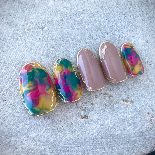 ネイルチップ カラフルニュアンスネイル ネイルチップ（つけ爪） S