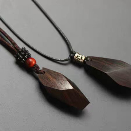 ハンドメイド　ネックレス　木製　黒檀 ハンドメイド 木のネックレス ペンダント 紫檀 手作り 誕生日 周年
