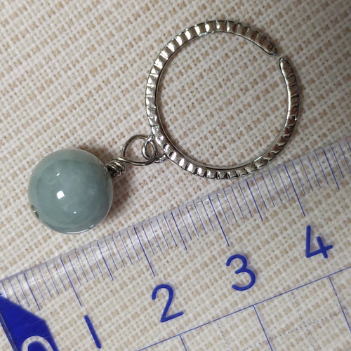 送料無料】13号 糸魚川翡翠 10mm チャーム付き リング プラチナ