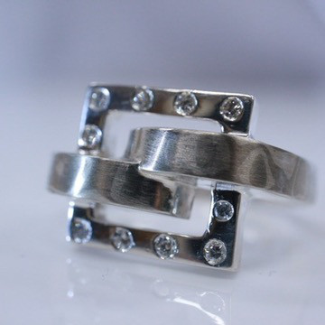 木目金 ダイヤモンド 石付きシルバーリング | 石彩-木目金・高級シルバーリング