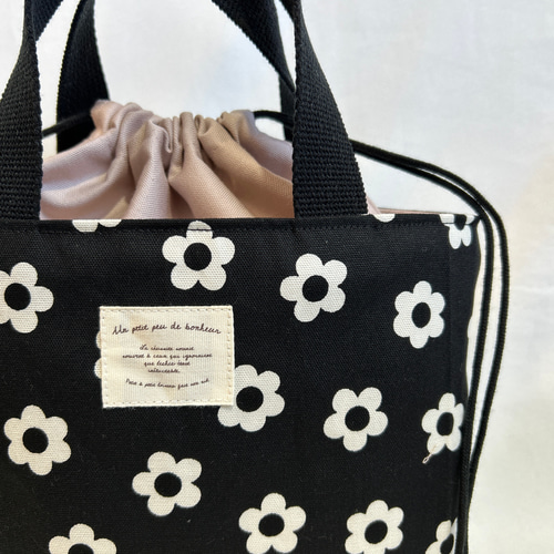 ハンドメイド 保冷バッグ レッスンバッグ 巾着 トートバッグ 花柄