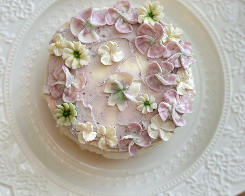 あんフラワー ベイクドチーズケーキ フラワーケーキ 12cm 紫陽花