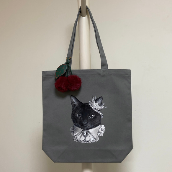 オリジナル トートバッグ 黒猫 手描き オリジナルイラスト 鞄