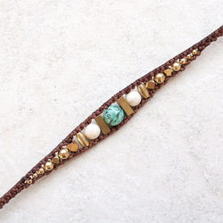 クリソコラとリバーストーンワイヤー天然石マクラメブレスレットmacb025エスニックアジアンエキゾチックなアクセサリー 10枚目の画像