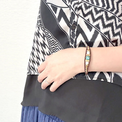 クリソコラとリバーストーンワイヤー天然石マクラメブレスレットmacb025エスニックアジアンエキゾチックなアクセサリー 14枚目の画像