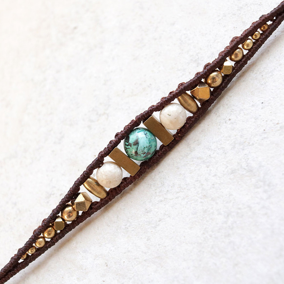 クリソコラとリバーストーンワイヤー天然石マクラメブレスレットmacb025エスニックアジアンエキゾチックなアクセサリー 8枚目の画像