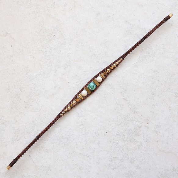 クリソコラとリバーストーンワイヤー天然石マクラメブレスレットmacb025エスニックアジアンエキゾチックなアクセサリー 9枚目の画像