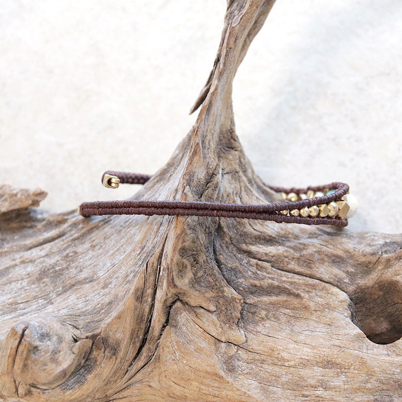 クリソコラとリバーストーンワイヤー天然石マクラメブレスレットmacb025エスニックアジアンエキゾチックなアクセサリー 6枚目の画像