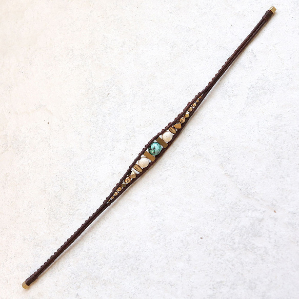 クリソコラとリバーストーンワイヤー天然石マクラメブレスレットmacb025エスニックアジアンエキゾチックなアクセサリー 7枚目の画像