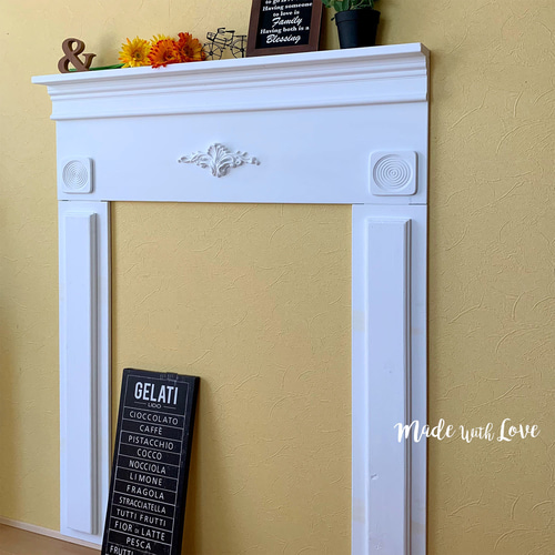 ⬜︎ホワイト【木製マントルピース】シンプル/薄型/白/アンティーク風