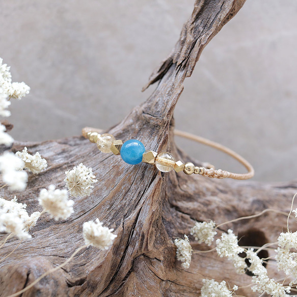 アパタイトとシトリンワイヤー天然石マクラメブレスレットmacb026エスニックアジアンエキゾチックなアクセサリー 1枚目の画像