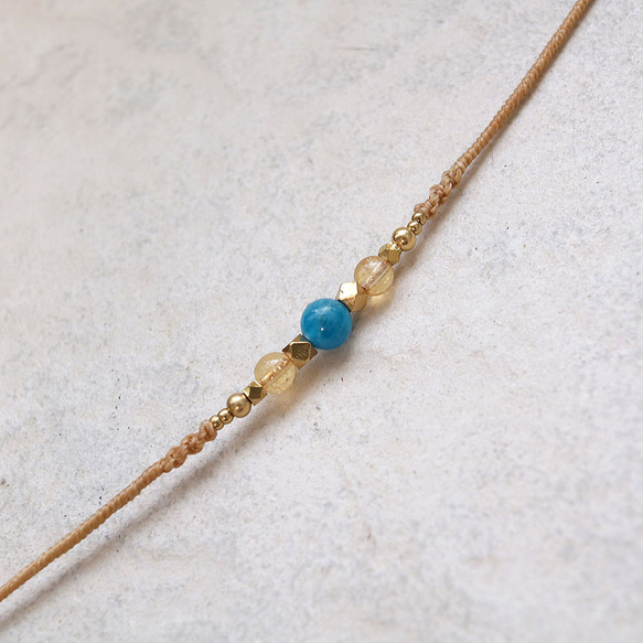 アパタイトとシトリンワイヤー天然石マクラメブレスレットmacb026エスニックアジアンエキゾチックなアクセサリー 7枚目の画像