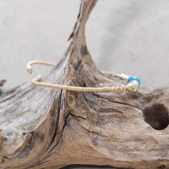 アパタイトとシトリンワイヤー天然石マクラメブレスレットmacb026エスニックアジアンエキゾチックなアクセサリー 5枚目の画像