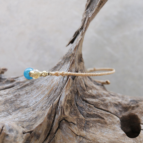 アパタイトとシトリンワイヤー天然石マクラメブレスレットmacb026エスニックアジアンエキゾチックなアクセサリー 4枚目の画像