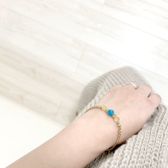 アパタイトとシトリンワイヤー天然石マクラメブレスレットmacb026エスニックアジアンエキゾチックなアクセサリー 2枚目の画像