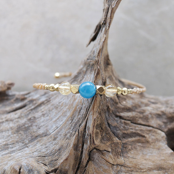 アパタイトとシトリンワイヤー天然石マクラメブレスレットmacb026エスニックアジアンエキゾチックなアクセサリー 3枚目の画像