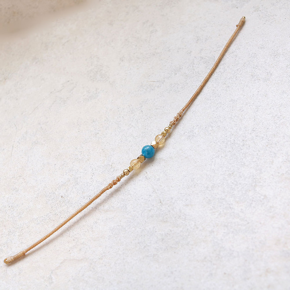 アパタイトとシトリンワイヤー天然石マクラメブレスレットmacb026エスニックアジアンエキゾチックなアクセサリー 6枚目の画像