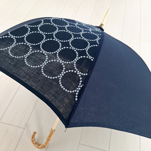 ☆オーダー制☆ミナペルホネン タンバリン日傘（ネイビー×ブルー） 傘  