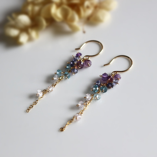 雨薫る紫陽花・シャンデリアピアス ピアス（フープ） ayuujewelry 通販 