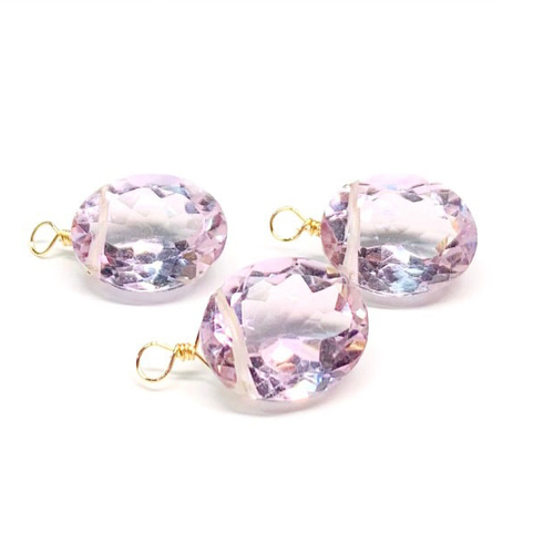 14kgf ピンクアメジストとレインボームーンストーンのチャーム