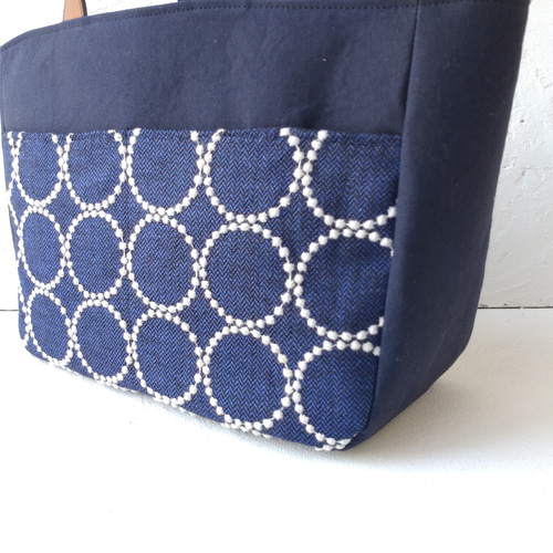 まーあーはー様 /タンバリンネイビー×アネモネ/ボストン型トート ミナペルホネンタンバリン[navy]とネイビーキャンバス トート