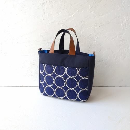 ミナペルホネン タンバリン[navy]とネイビーキャンバス 2way