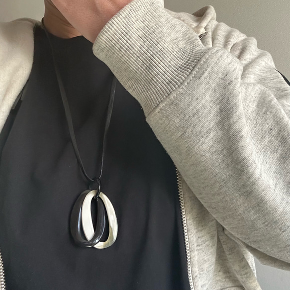 FAE03-20 エルメス バッファローホーン オーバル ネックレス 箱付き バッファローホーン ネックレス[] Buffalo Horn Necklace