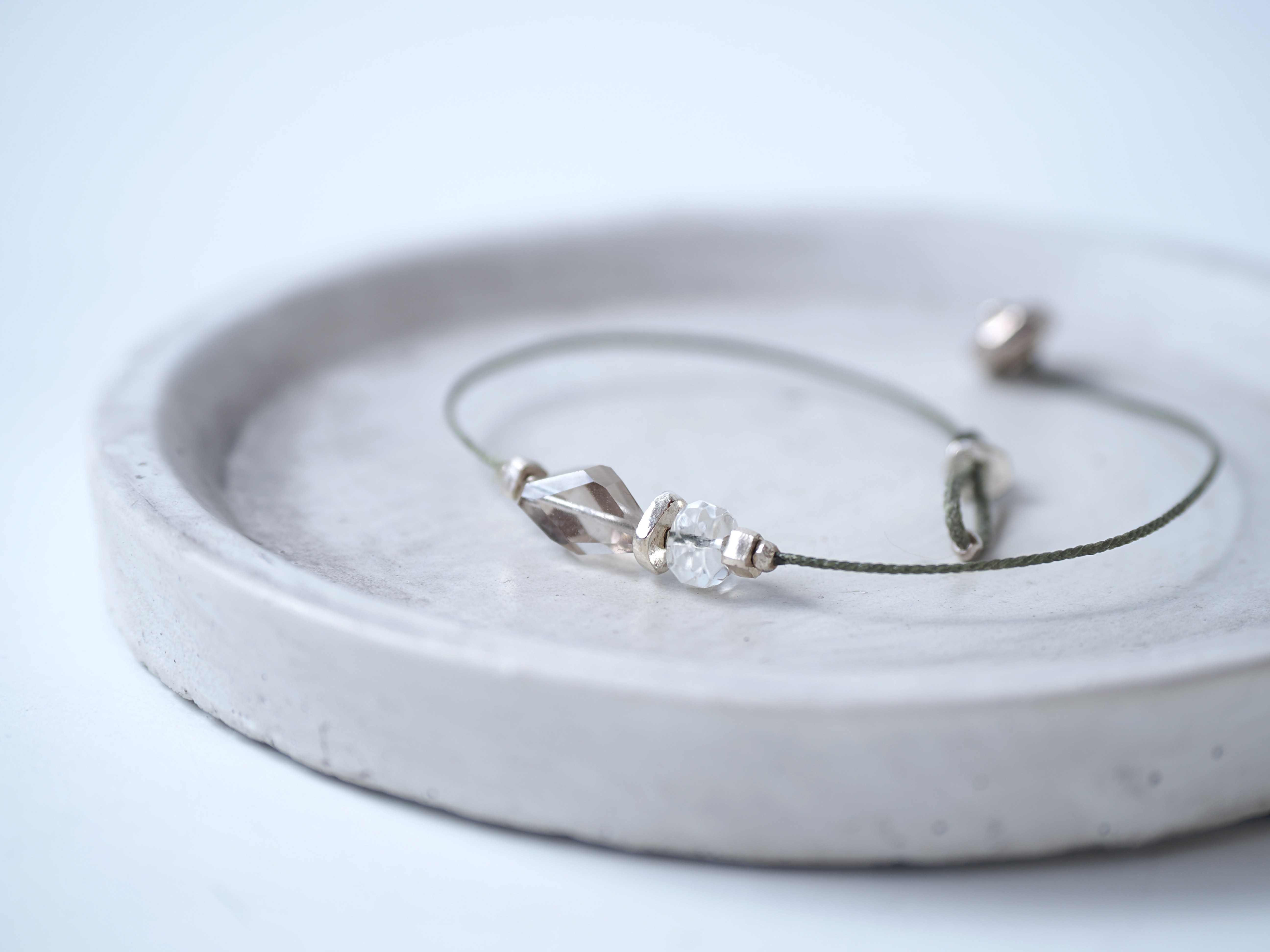 <MTO> -Smoky quartz・Moon stone- skinny_code bracelet