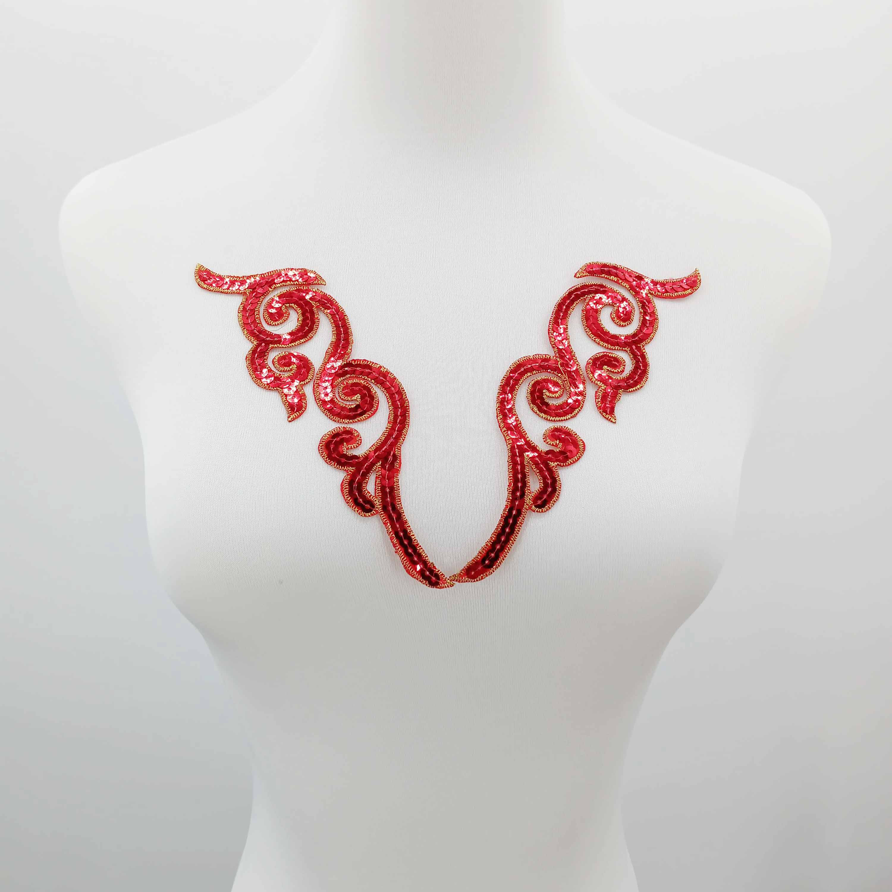 レース装飾レオタード 135 赤系