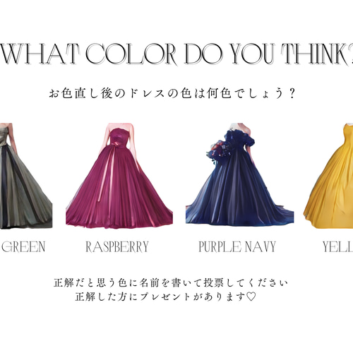 新色追加！】 カラードレス色当て ドレス色当て ドレス当て